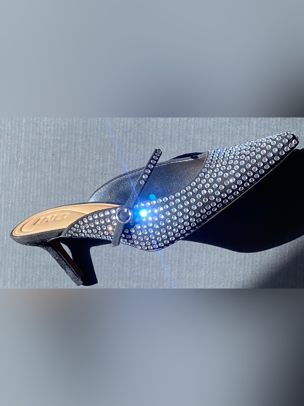 NEW EMBELLISHED SUPER BLING BLACK POINTED TOE MULE HEELS-ELEGANT EVENING SHOE
